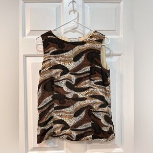 Jacobson’s Petite Vintage Sleeveless Silk Top 8P 90's Animal Print Quiet Luxury